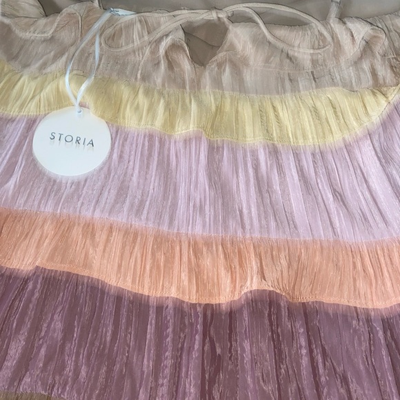 NWT Storia Tiered Rainbow Midi Dress Women’s Size XL New - Picture 8 of 11